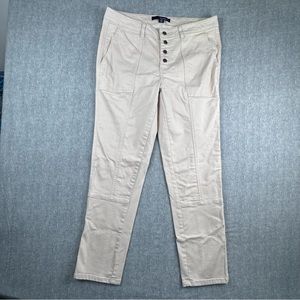 Denim 24/7 Khakis Womens Pants Casual‎ sz 14 Tan  Button Fly